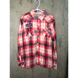 Scotch & Soda Men's Long Sleeve Snap Shirt With Motorcycle Embroidery Size XL